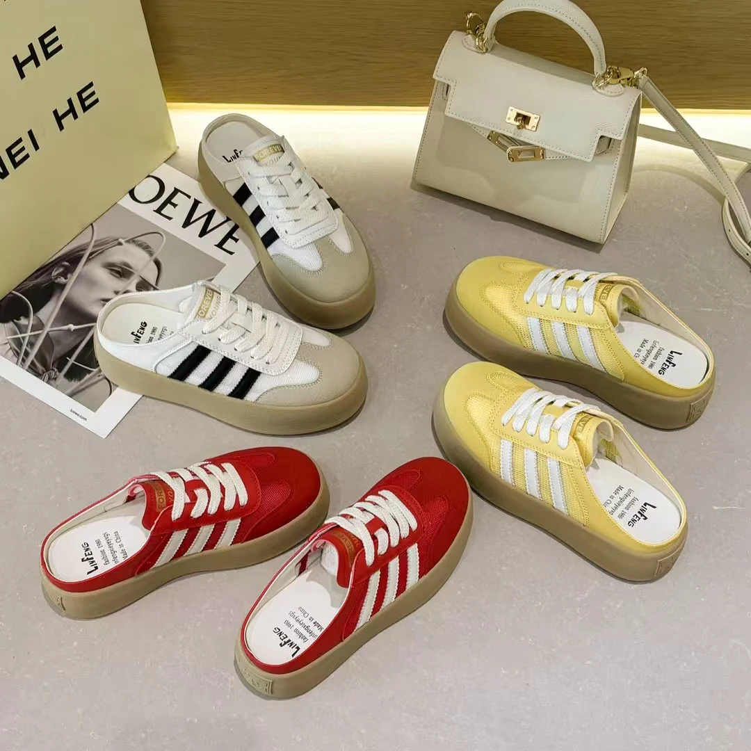 D3377包头半拖穿搭2025新款透气厚底德训鞋夏季秋季百搭时尚拖鞋