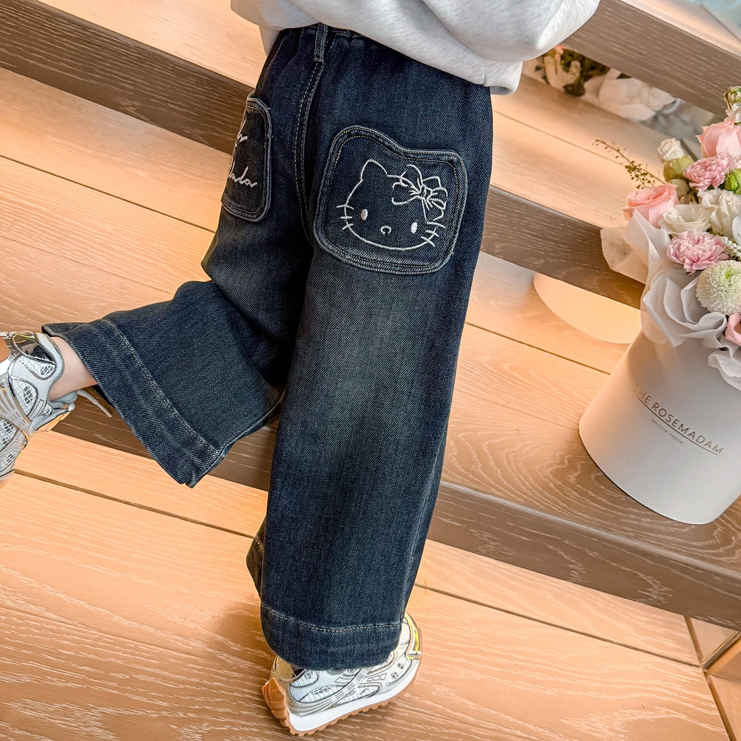 女童裤子秋款新款牛仔裤超好看女宝直筒裤儿童春秋季童装儿童女童