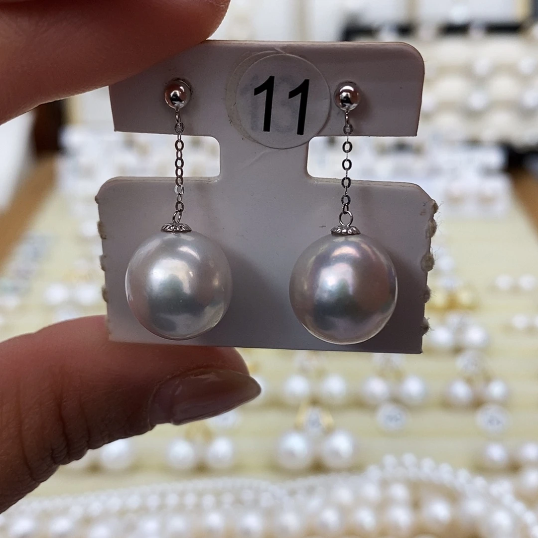 淡水珍珠耳饰18K金镶嵌