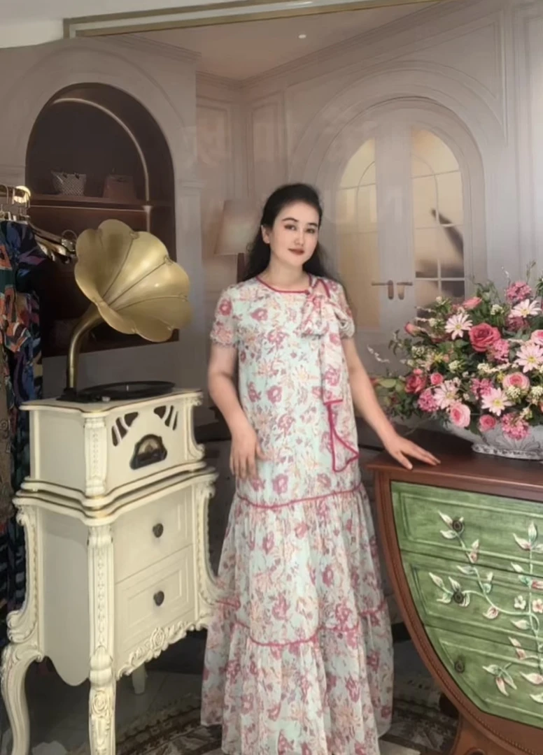 【RZ009】夏季轻奢高级感碎花长裙女宽松舒适