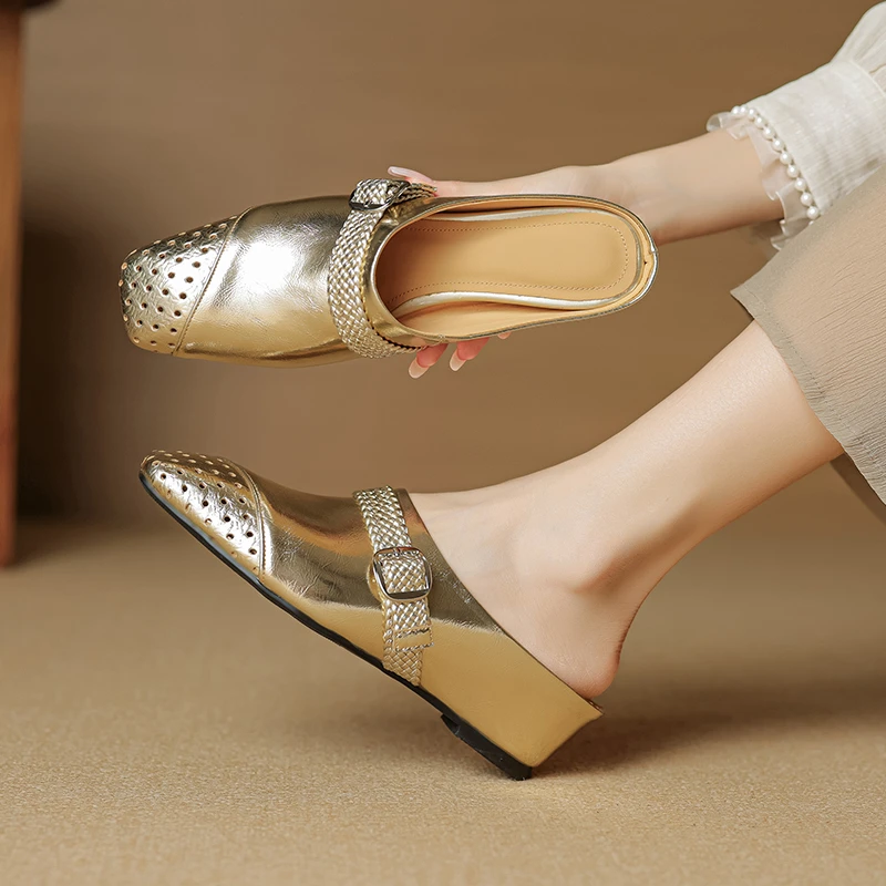 跟高5.5cm/34-39/气质百搭时尚舒适柔软镂空透气内增高包头拖