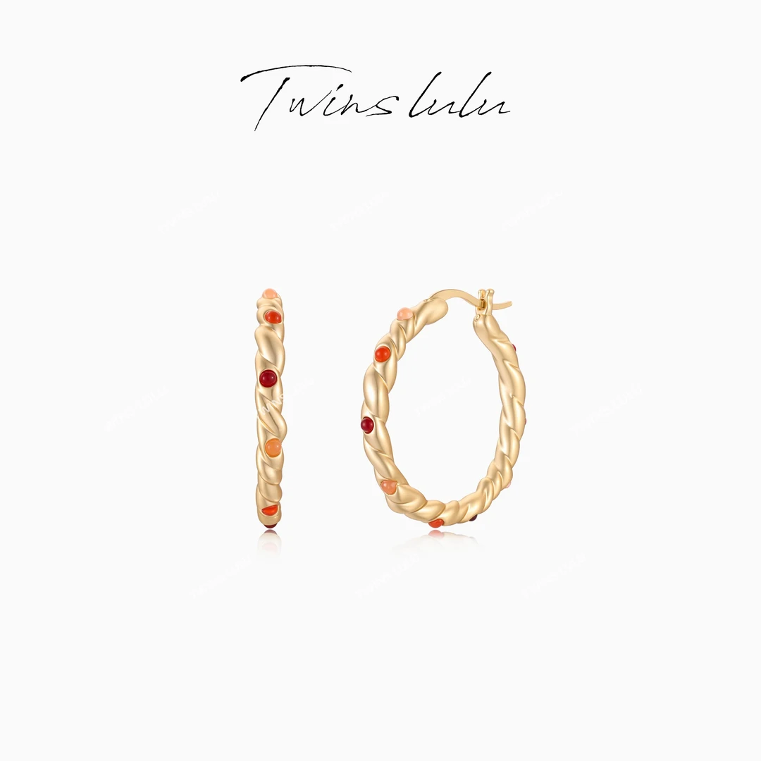 TWINS LULU流光风秋上新气质小众首饰复古彩色圈圈耳环TSL1430