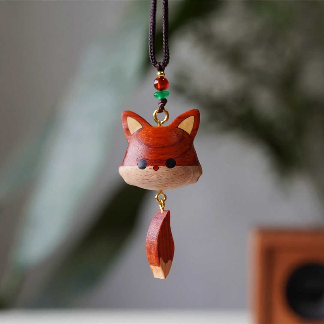 小狐狸挂件 红木汽车钥匙扣挂件男女情侣钥匙挂饰链创意背包吊坠