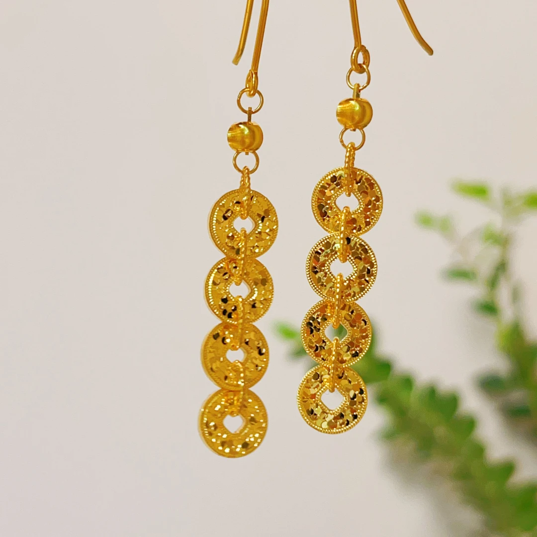 足银耳饰 五帝钱币耳坠女款