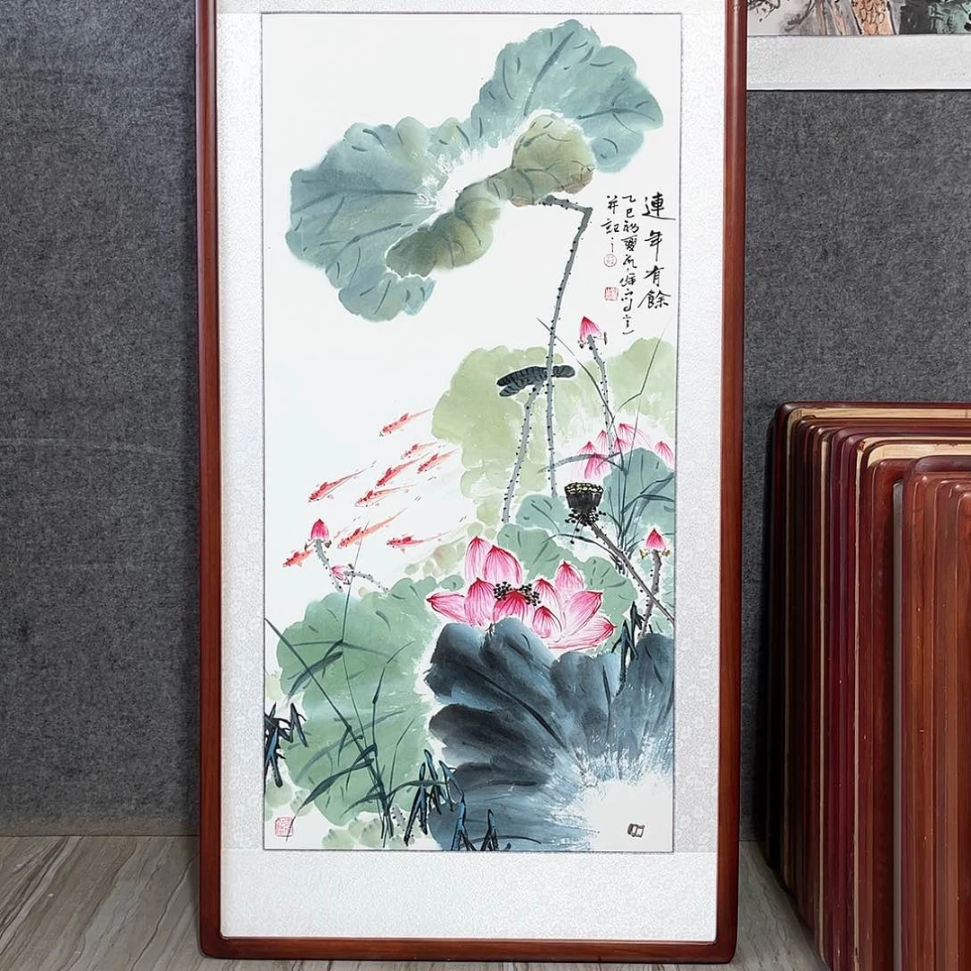 国画书画作品带框123×63厘米