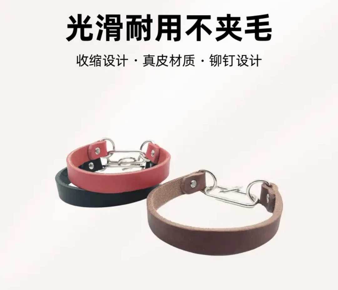 细犬专用四联环头层牛皮条项圈遛狗打场格力犬慧比特项圈牵引细狗