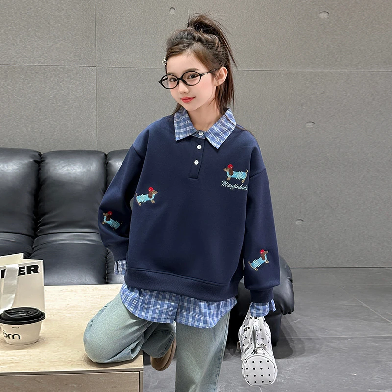 女童卫衣春秋款2025新款洋气儿童秋装网红时髦上衣女孩大童polo衫