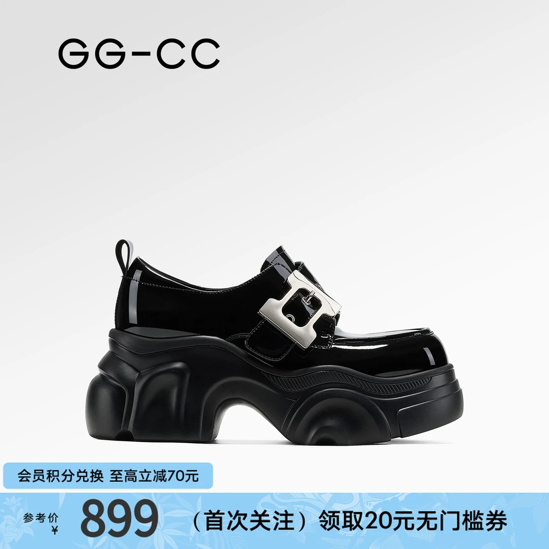 GG-CC【流浪诗人】秋季新款英伦风饰扣厚底乐福鞋女百搭单鞋5018