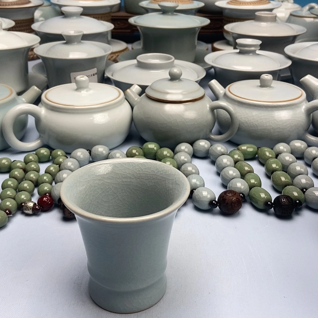 杯仿古粉青釉闻香杯原矿原釉原产地