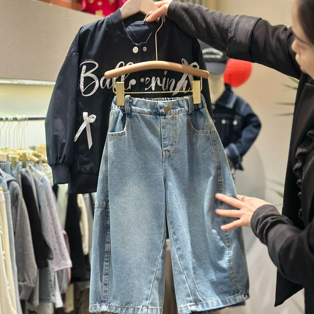 女童春款套装2025洋气牛仔外套套装女童洋气上衣裙子春款两件套