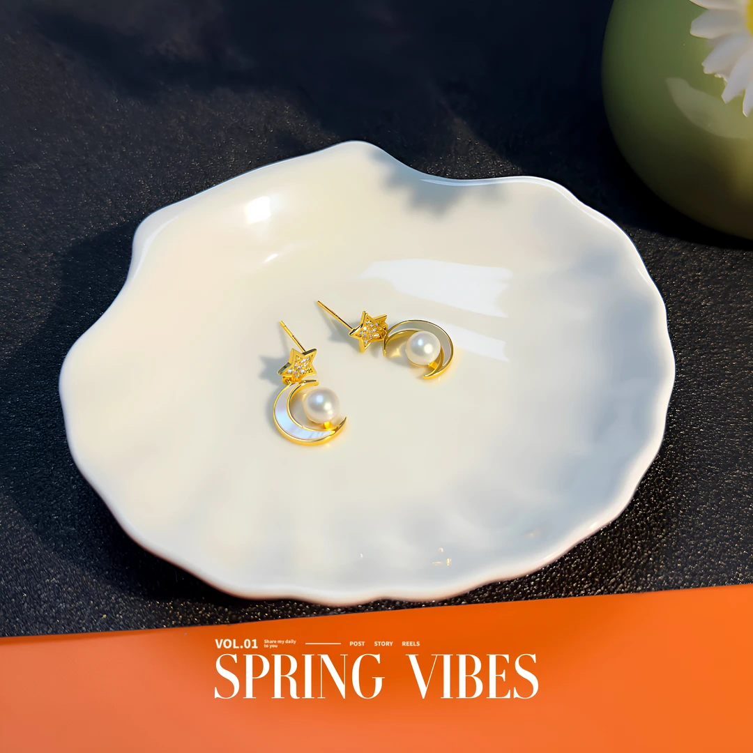 天然淡水珍珠耳饰- DSN设计师款时尚轻奢气质耳饰（1006）