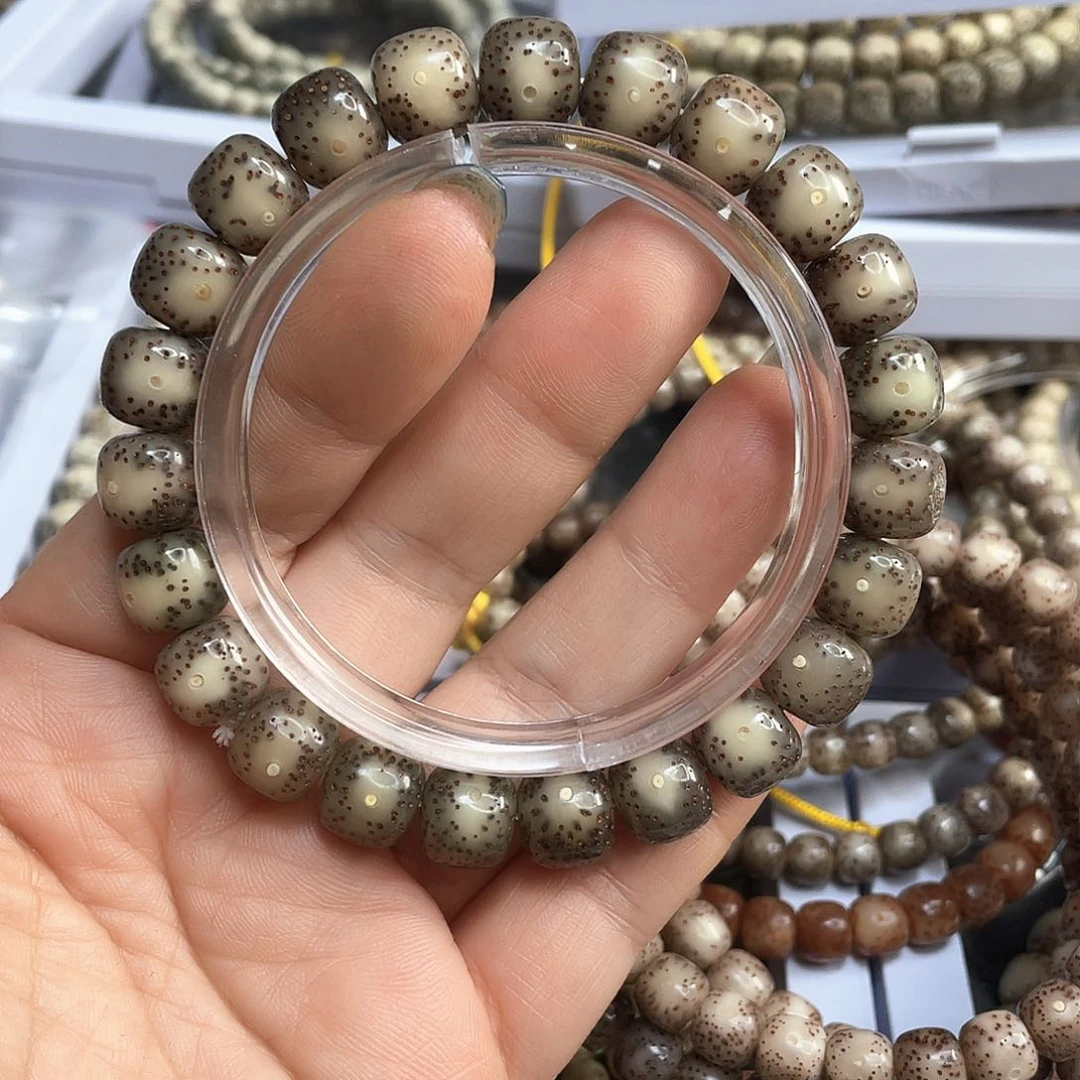 ༺***༻星月菩提手串石玉料糯冰冰透大眼睛尺寸10