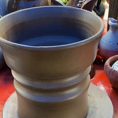 紫砂花盆口22.5高度21.5手工处理