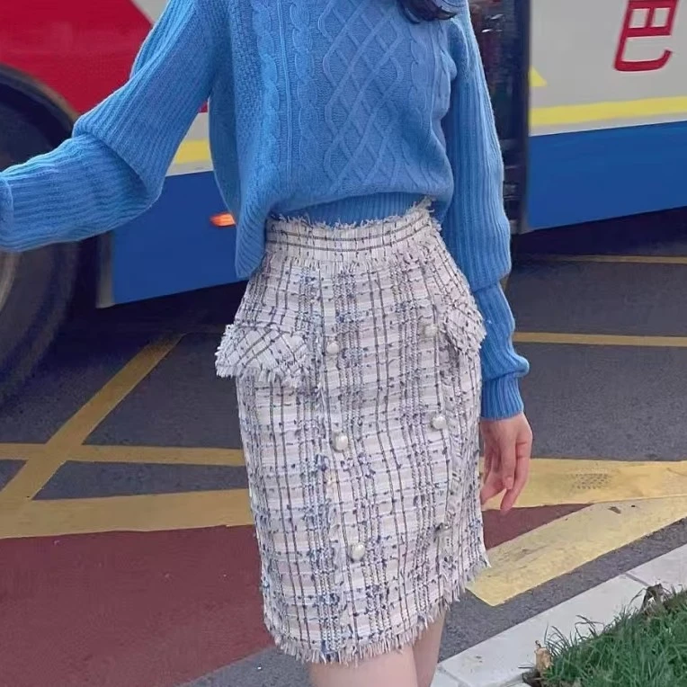 不退换  春秋气质粗花呢小香风A字半裙5200174