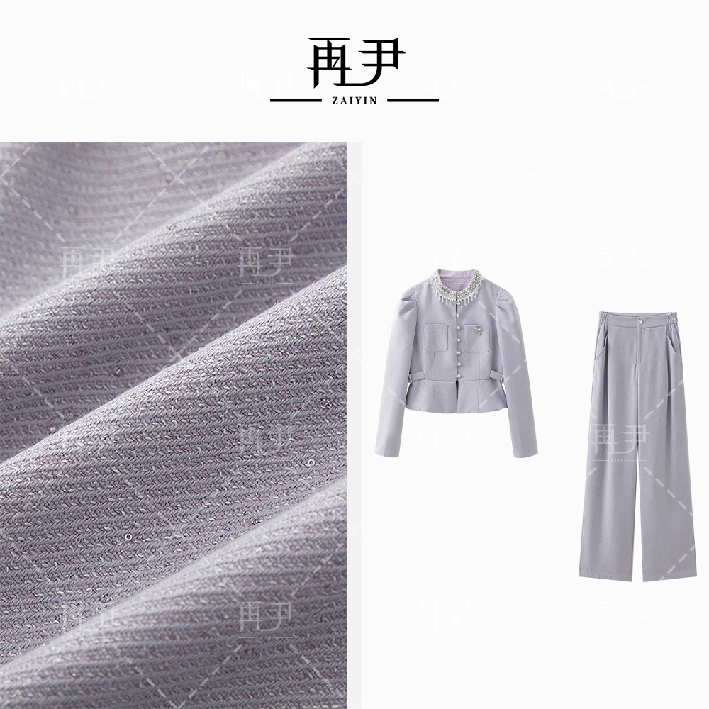 【紫藤花开】小众设计师时尚定宽松制轻奢百搭套装GY25CT070120