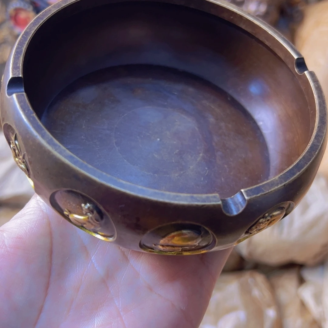 原矿风磨铜烟灰缸