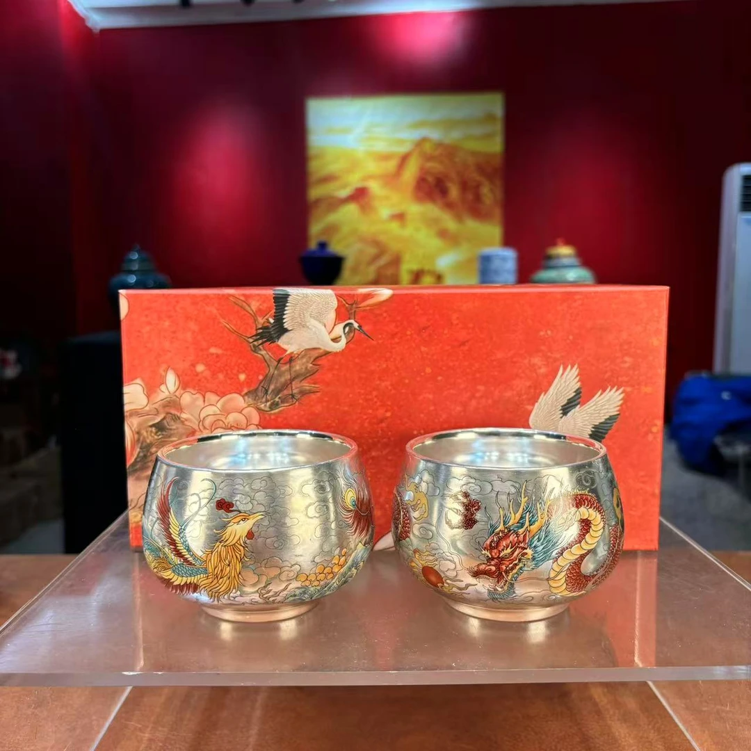 秋香茶具 龙凤银缸杯主人杯品茗杯-4850