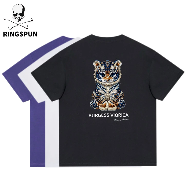 【幼崽蓝虎】RS重磅100棉刺绣宽松美式潮流男女短袖T恤上衣