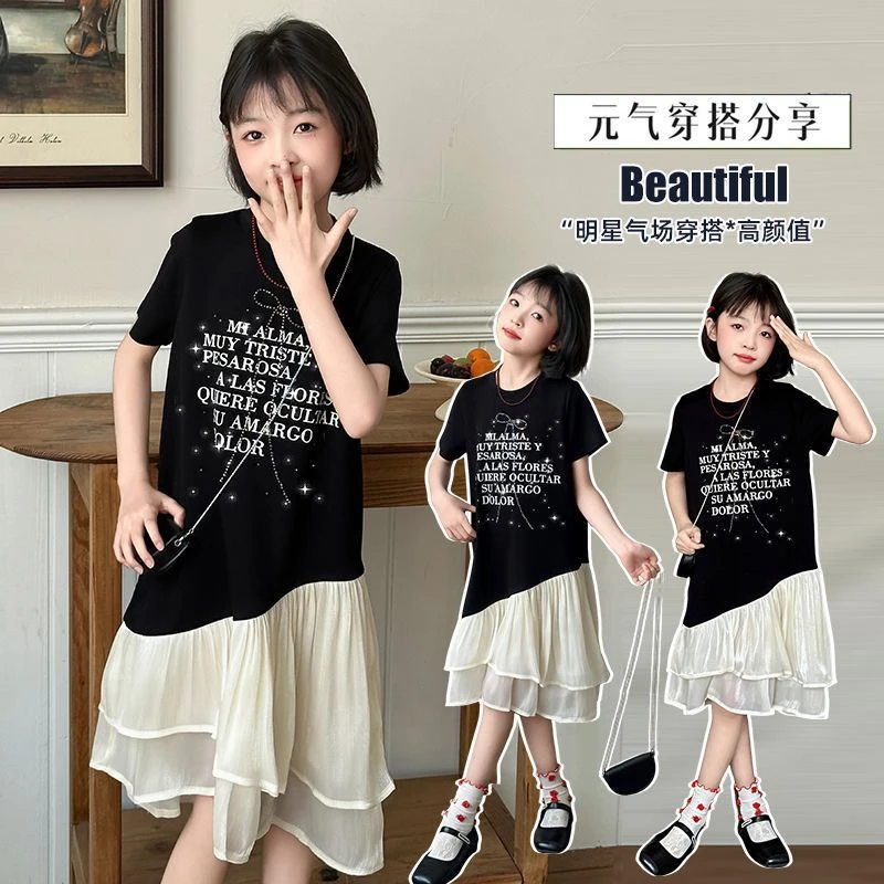 女童夏季薄款男孩网纱连衣裙2025新款中大童韩版休闲蕾丝男孩长裙