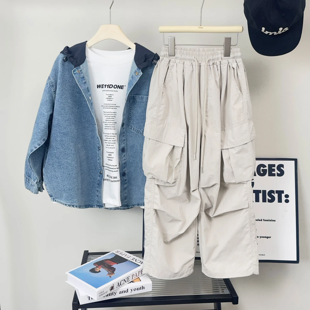 XT5020儿童散兵工装裤春季新款冲锋裤男童韩版潮流中大童休闲百搭