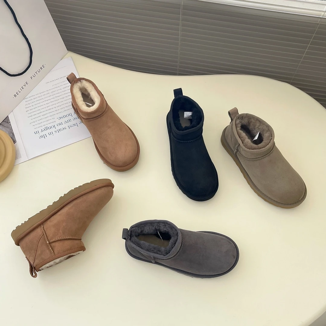 【桑坡雪地靴皮毛一体】mini冬季纯欲保暖加绒时尚百搭情侣毛毛鞋