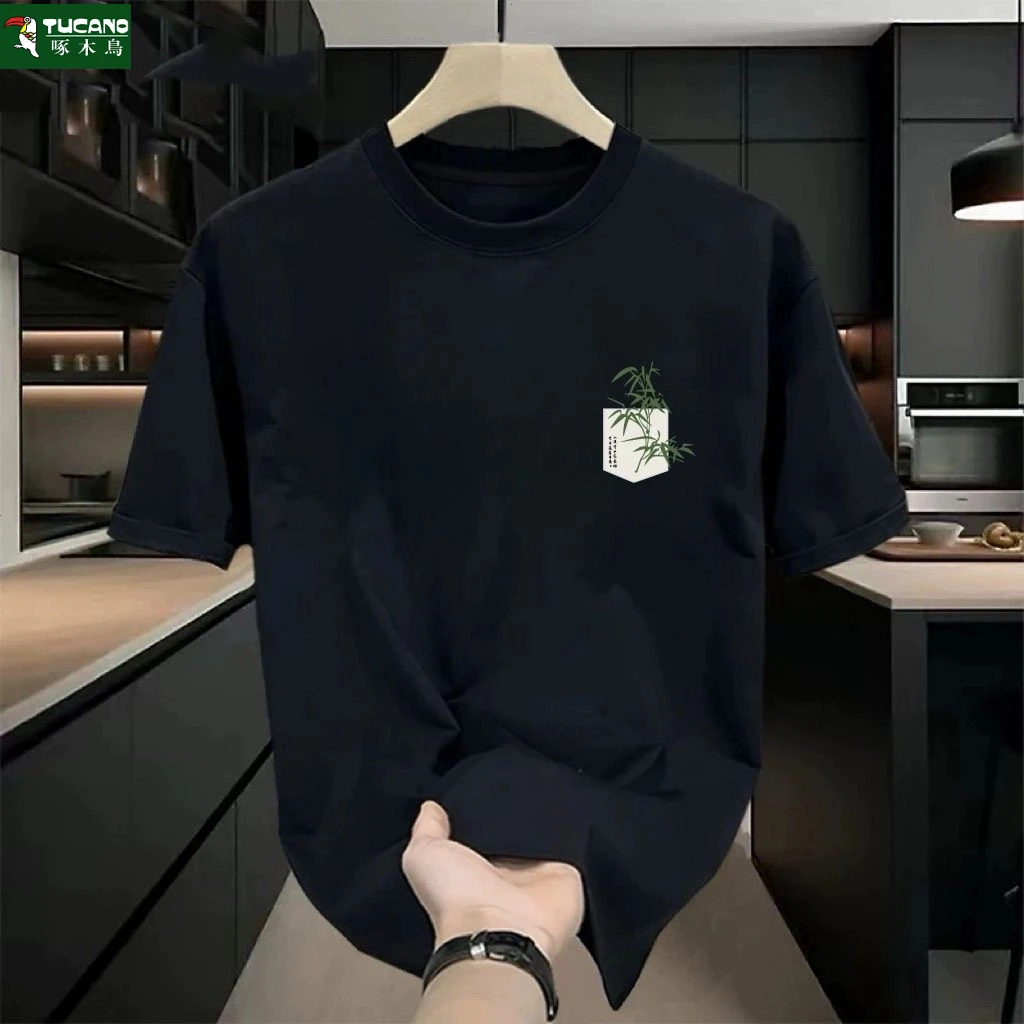 啄木鸟纯棉短袖t恤男百搭休闲半袖修身大码t青年潮流宽松夏季体恤