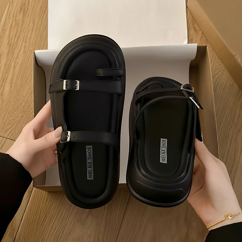 凉拖鞋女2025夏季新款外穿厚底套趾沙滩凉鞋夏天时尚外出罗马拖鞋
