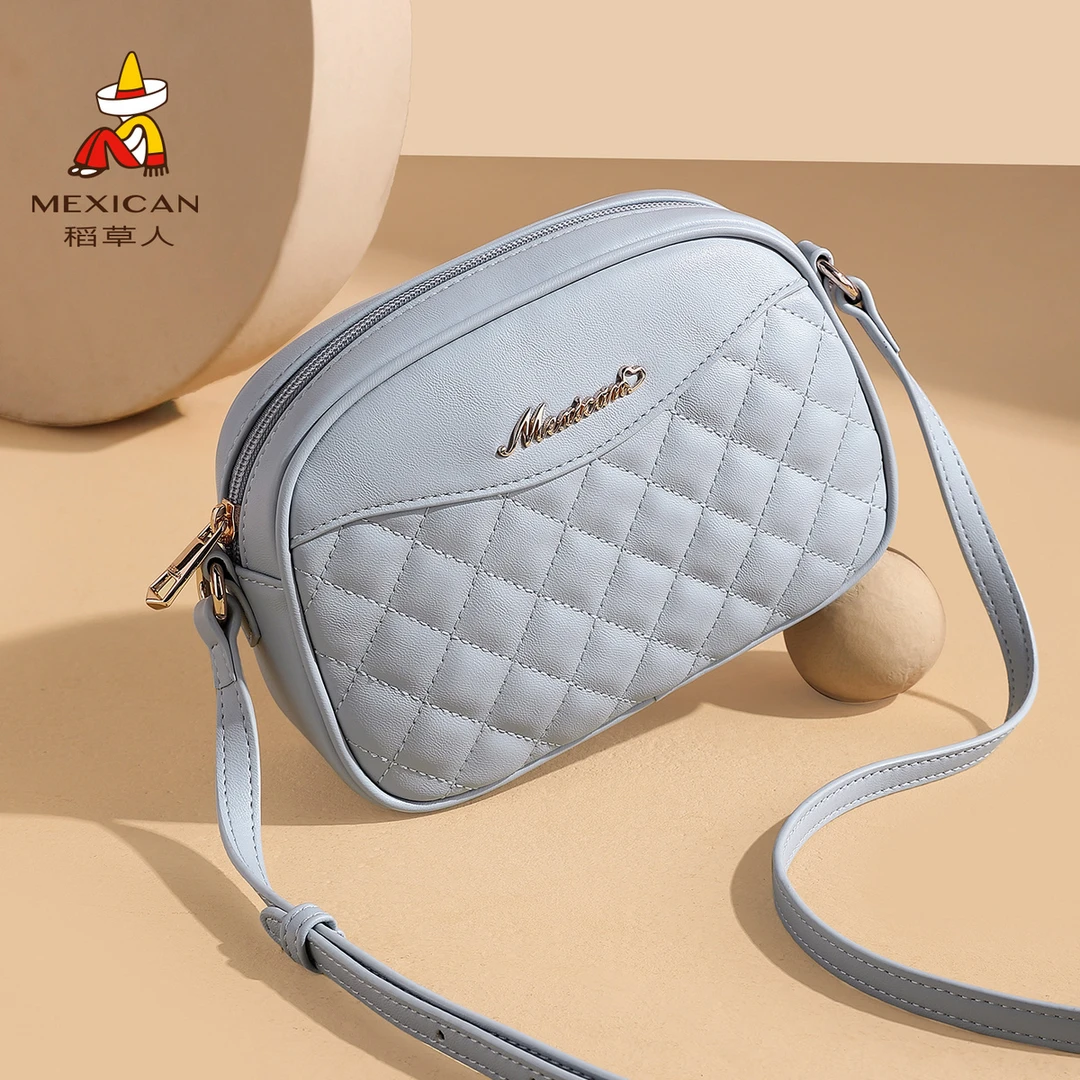 稻草人单肩包包女2025新款精致百搭菱格包妈妈款单肩斜挎包小圆包