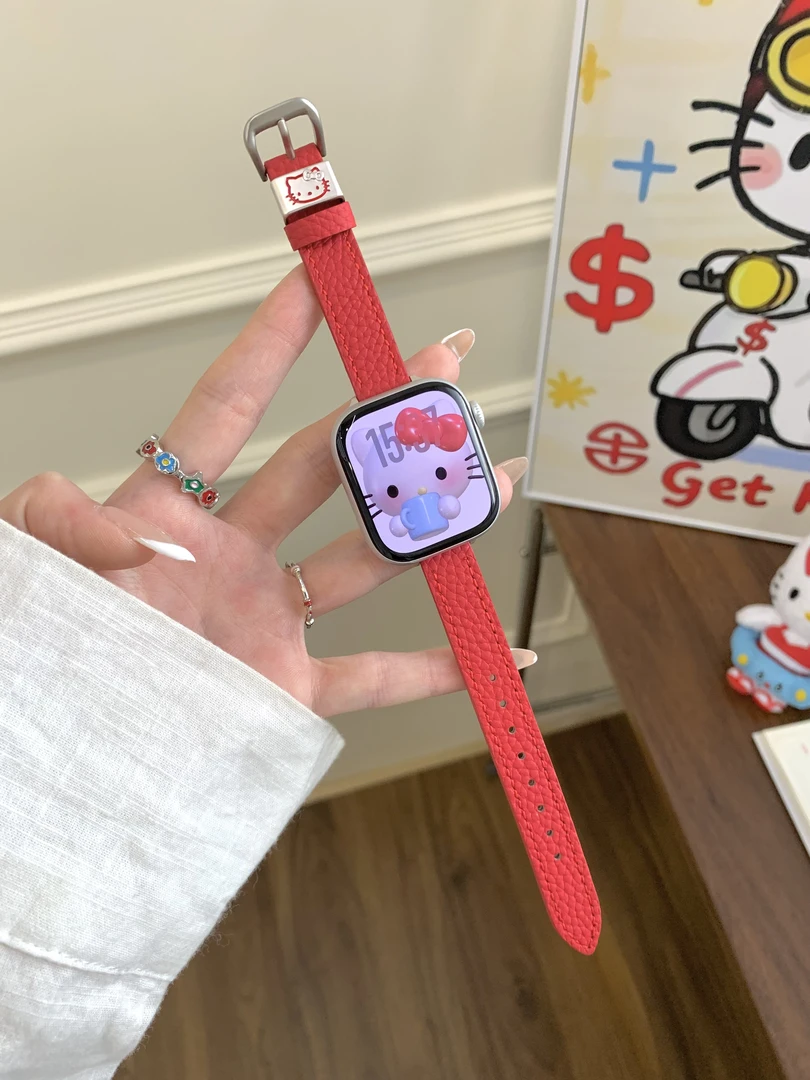 适用iWatch10小蛮腰细款真皮表带applewatch9苹果手表s11代小米10