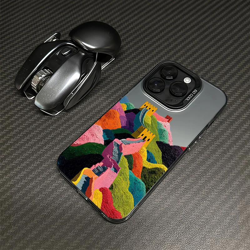 油画长城适用iPhone17手机壳16苹果保护套15pro磨砂14高级12潮11