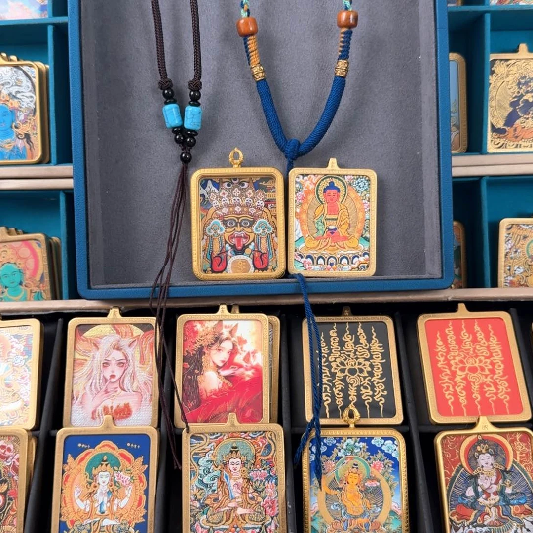 吊坠好*r阿弥扎基本尊双面唐卡