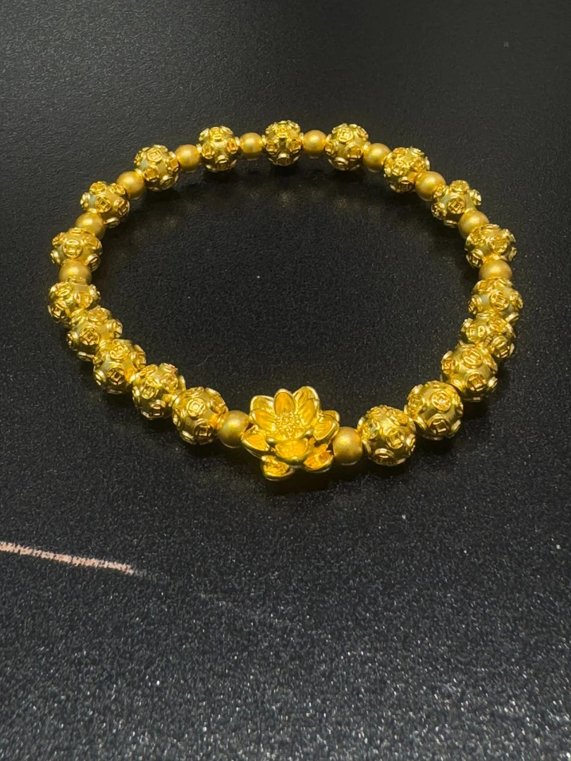 足金铜钱莲花卡6铜钱金珠莲花精美ZB30085