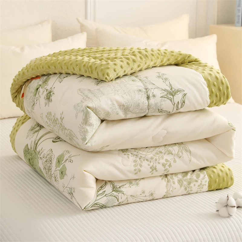 2025新款全棉豆豆绒被子被芯可机洗裸睡大豆被秋冬盖毯盖被四季被