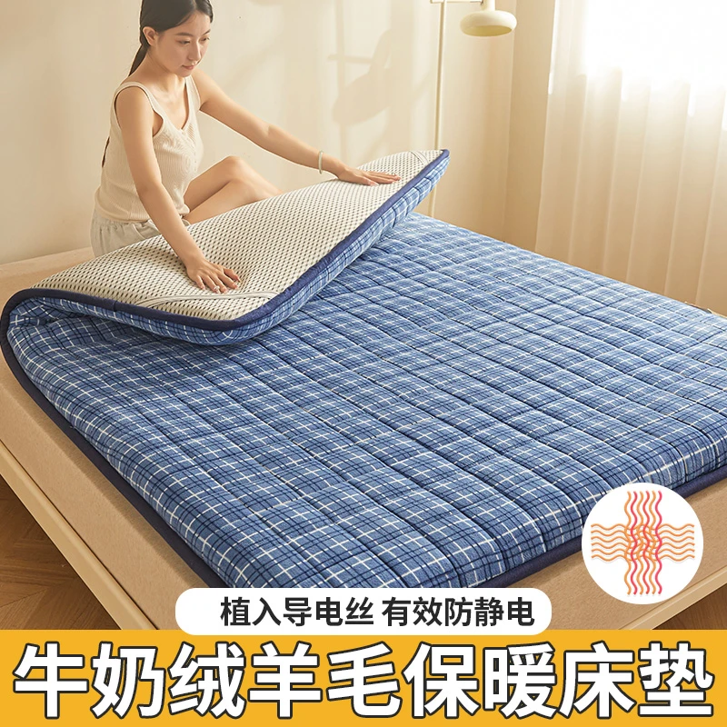 冬夏双面用羊毛床垫软垫家用薄款榻榻米床垫子学生宿舍专用床褥子