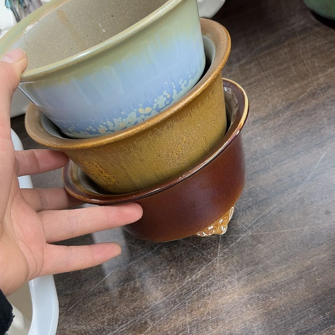 紫砂花盆大***z320号微瑕3个15/7.5cm