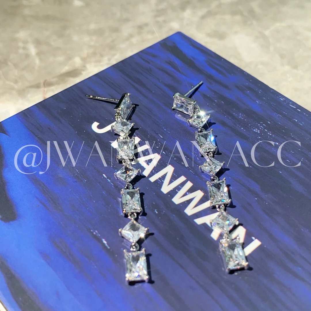 铜合金锆石耳饰 碎泪星河.施华多冰晶闪钻长流苏耳环01ED2950LY