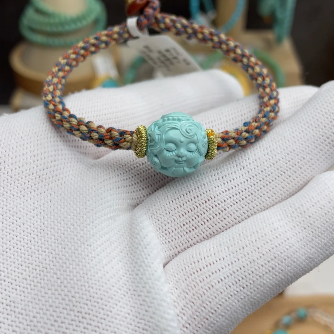 绿松石未镶嵌精工人鱼珠卡14