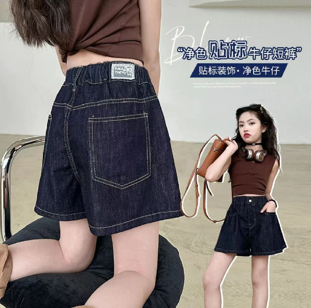 【酷酷牛仔短裤】&2025夏季新款女童时尚百搭净色薄款牛仔短裤