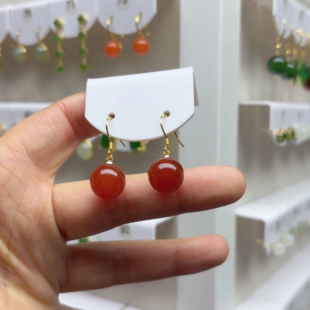 银S925镶嵌耳饰玛瑙/玉髓