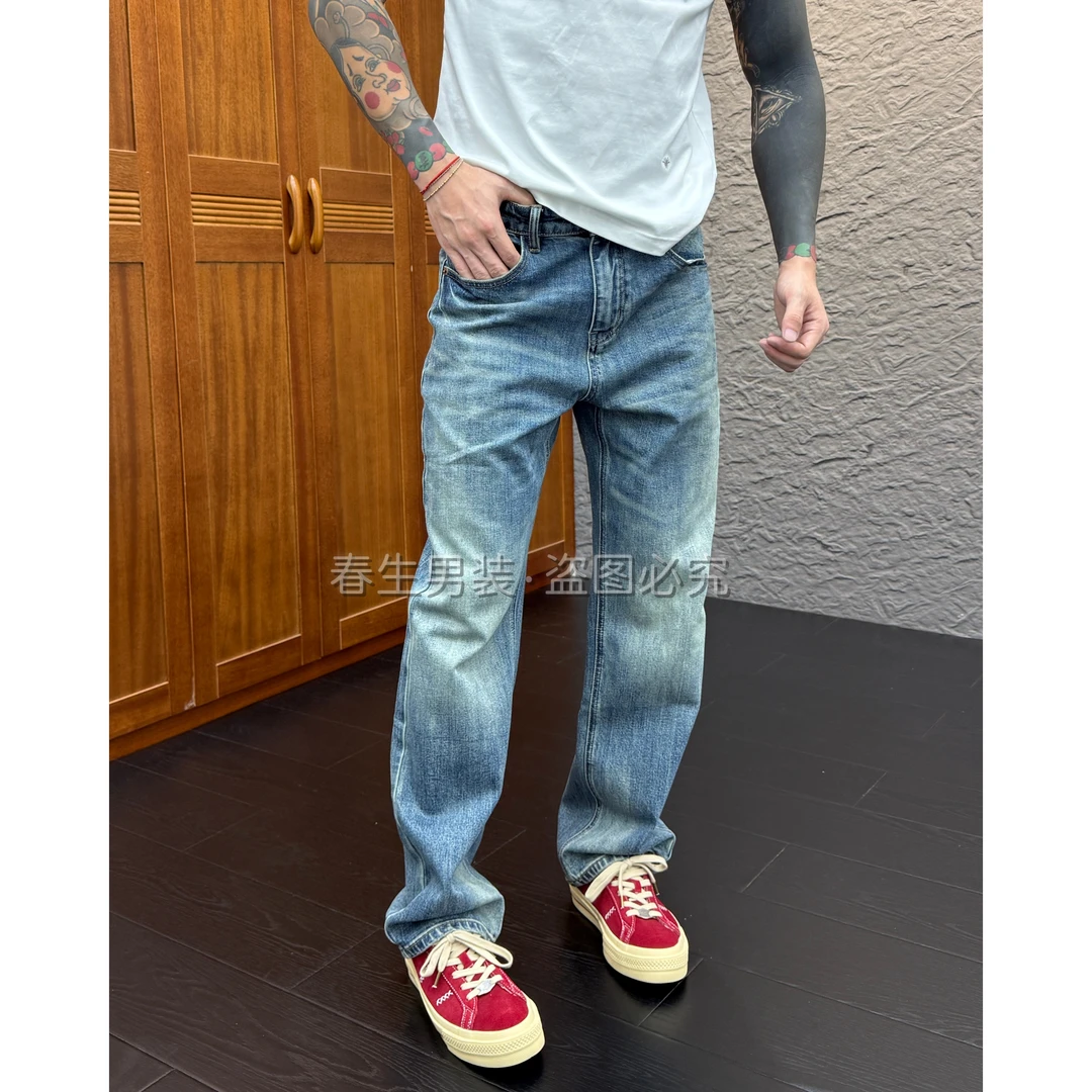 2025早秋新款时尚休闲百搭净版宽松直筒男士牛仔裤50060
