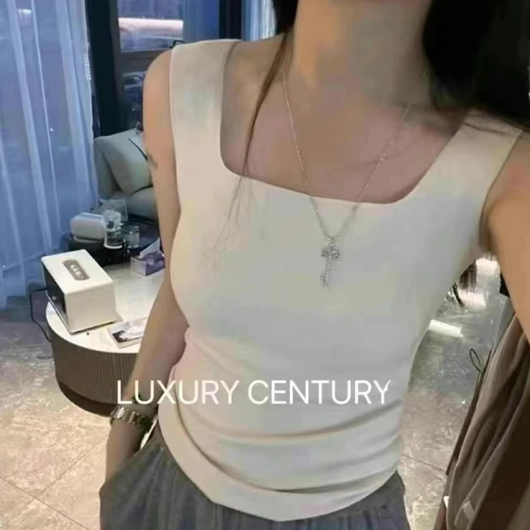 1055-1秋冬宽肩带带垫女保暖背心百搭内搭遮副乳打底上衣