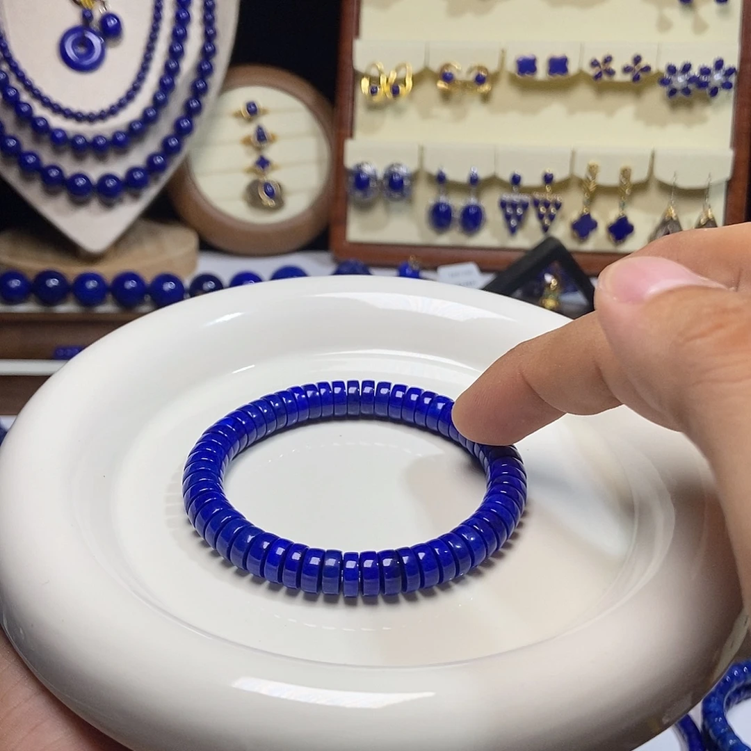 未镶嵌青金石顶高品 老矿 精工规圆 直切药片 手串8+