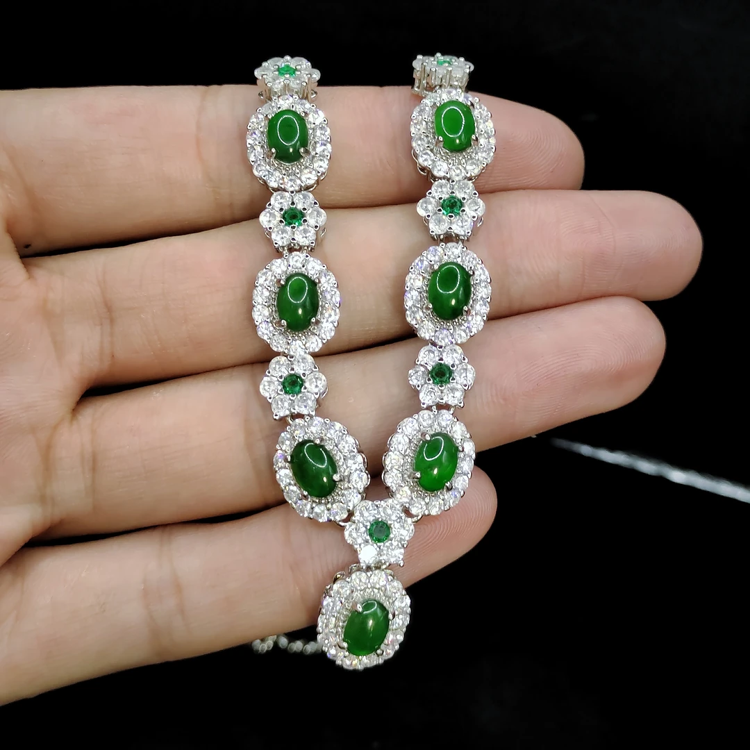 【老三珠宝】翡翠DIY蛋面女神链3525RL-约7-5-3mm