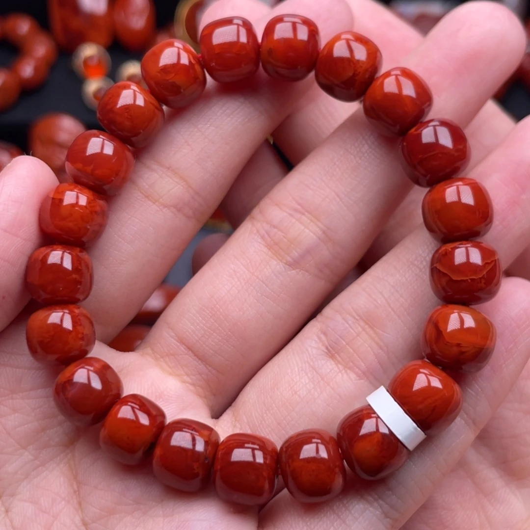 南红玛瑙未镶嵌珠宝奇石单圈10mm