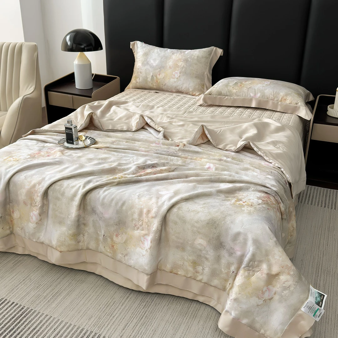 qeeboo-[福蝶]轻奢天丝莱赛尔夏凉被床盖软凉席空调被四件套