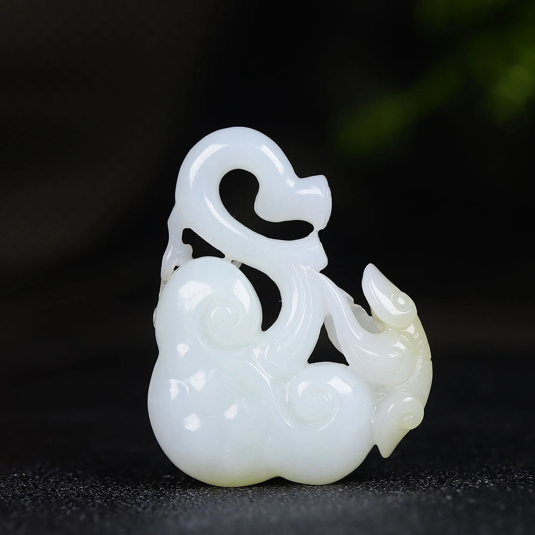 123013和田玉糖白玉如意挂件