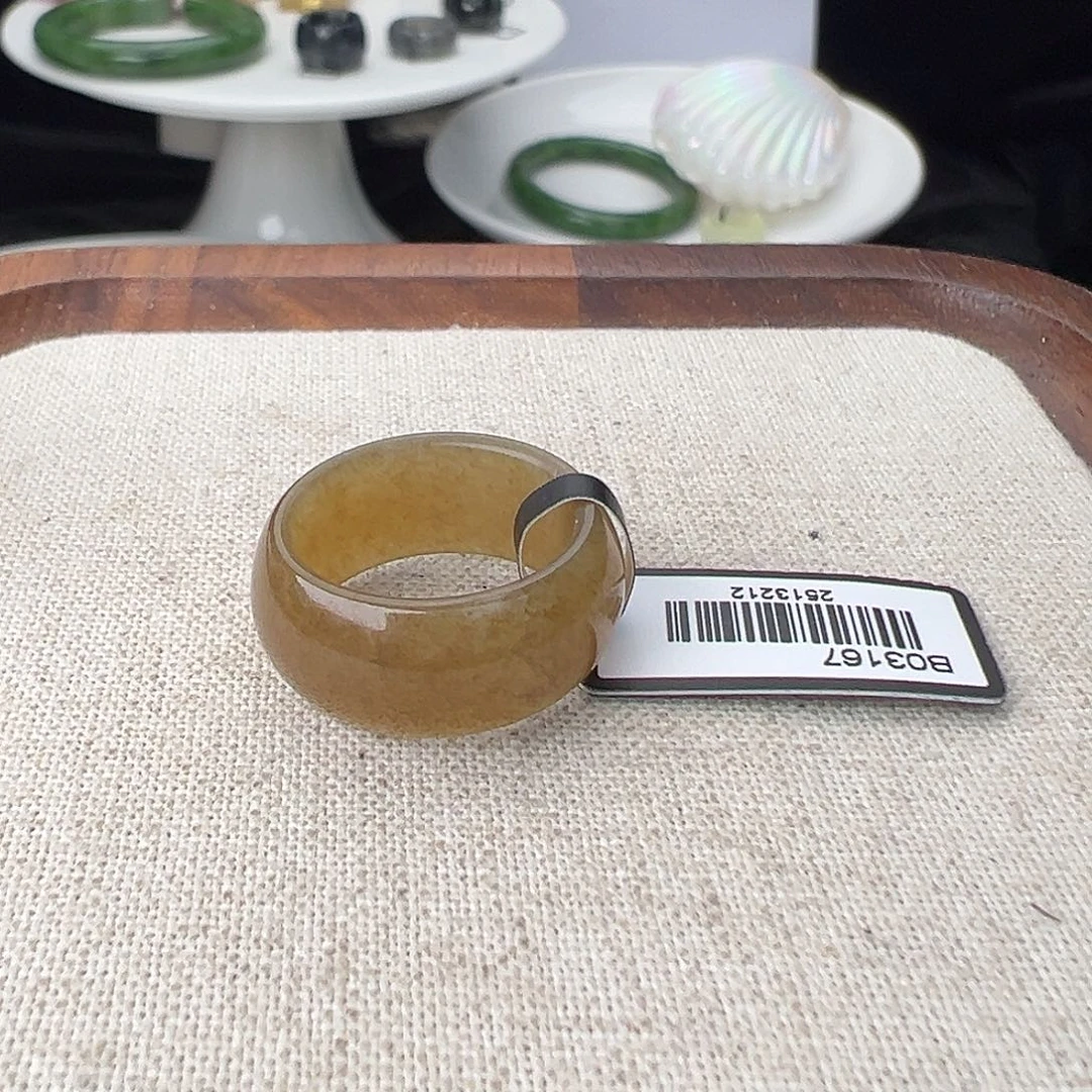 和田玉（糖玉）未镶嵌戒指T 59 糖色墩墩16.4 不退换