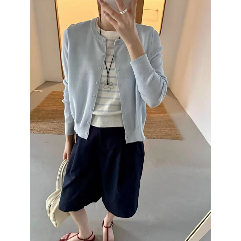 DS【福利清仓】 法式温柔风假两件针织开衫上衣2136
