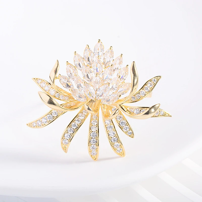 铜合金胸针 原创设计推荐【莲华】小众高档胸针女奢华优雅提升气质