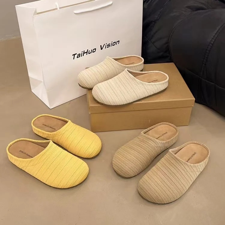 2025新款夏季透气镂空包头半拖鞋女外穿舒适时尚包头凉拖鞋女F518